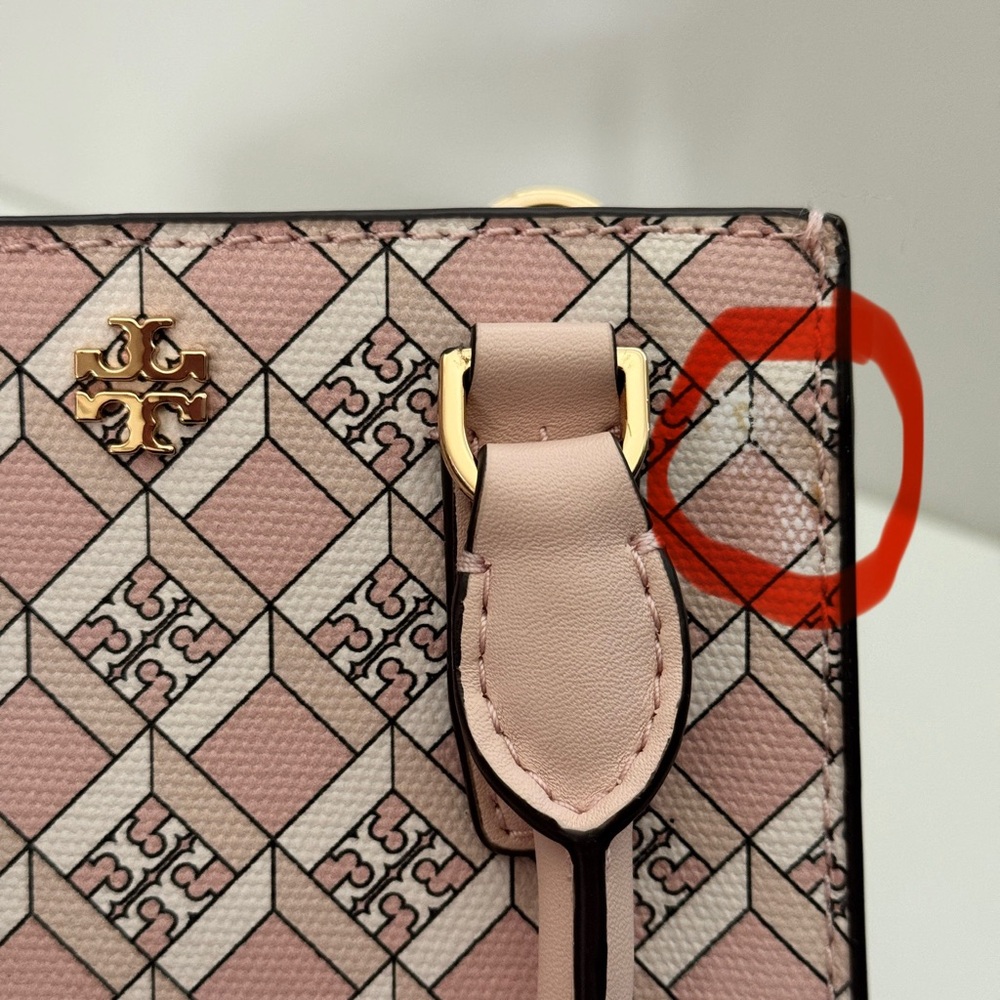 Tory Burch Pink Blush Geo Logo Pattern Mini Shopper Bag Crossbody Bag Purse - Picture 13 of 13